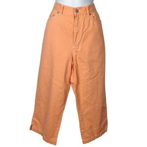 Ralph Lauren Peach Orange High Rise‎ Crop Wide Leg Jeans Size 8 vtg black label